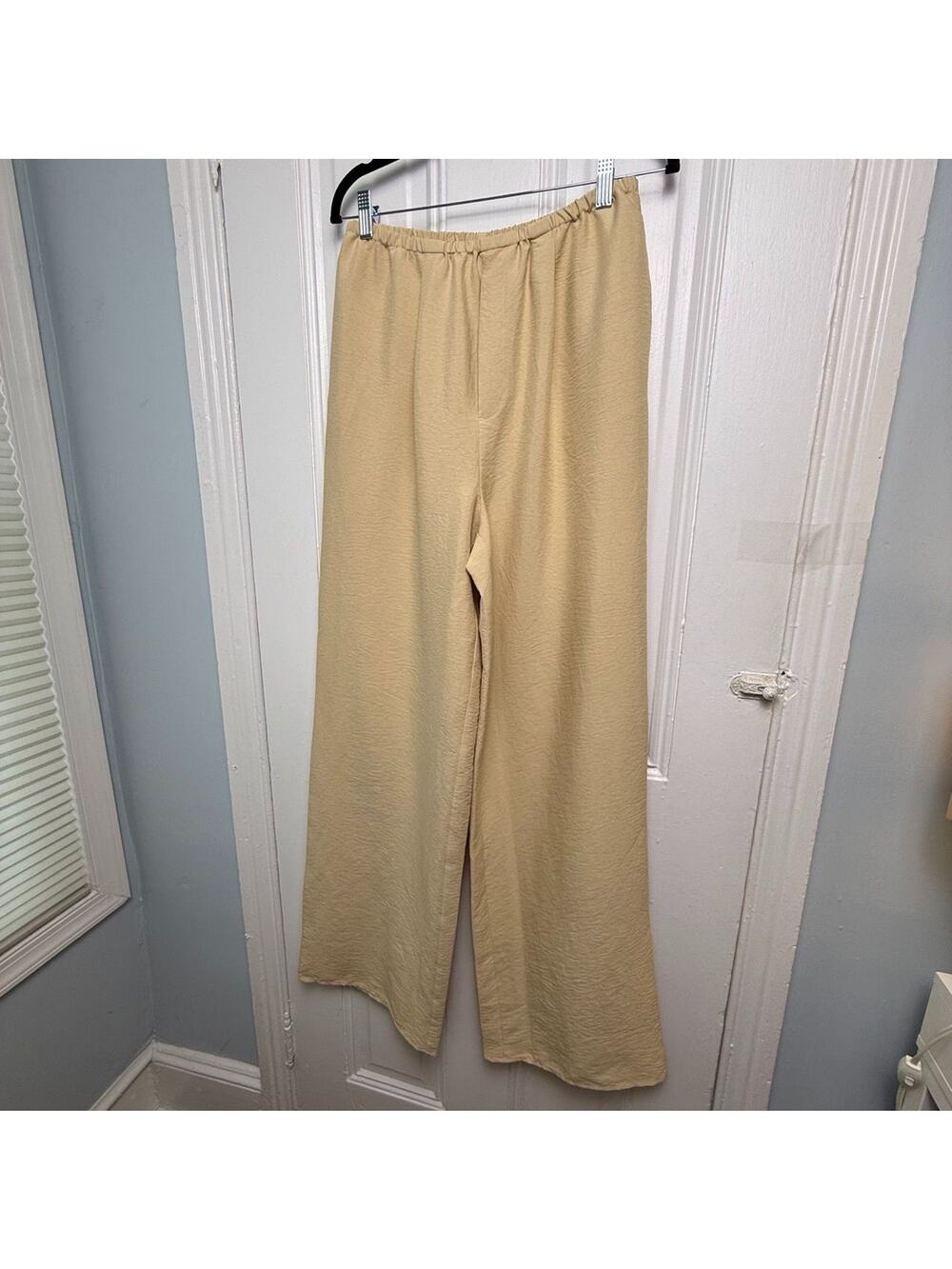 Studio Park x Amy Stran Wide Leg Pleated Pants Womens Tall Small Champagne NWOT